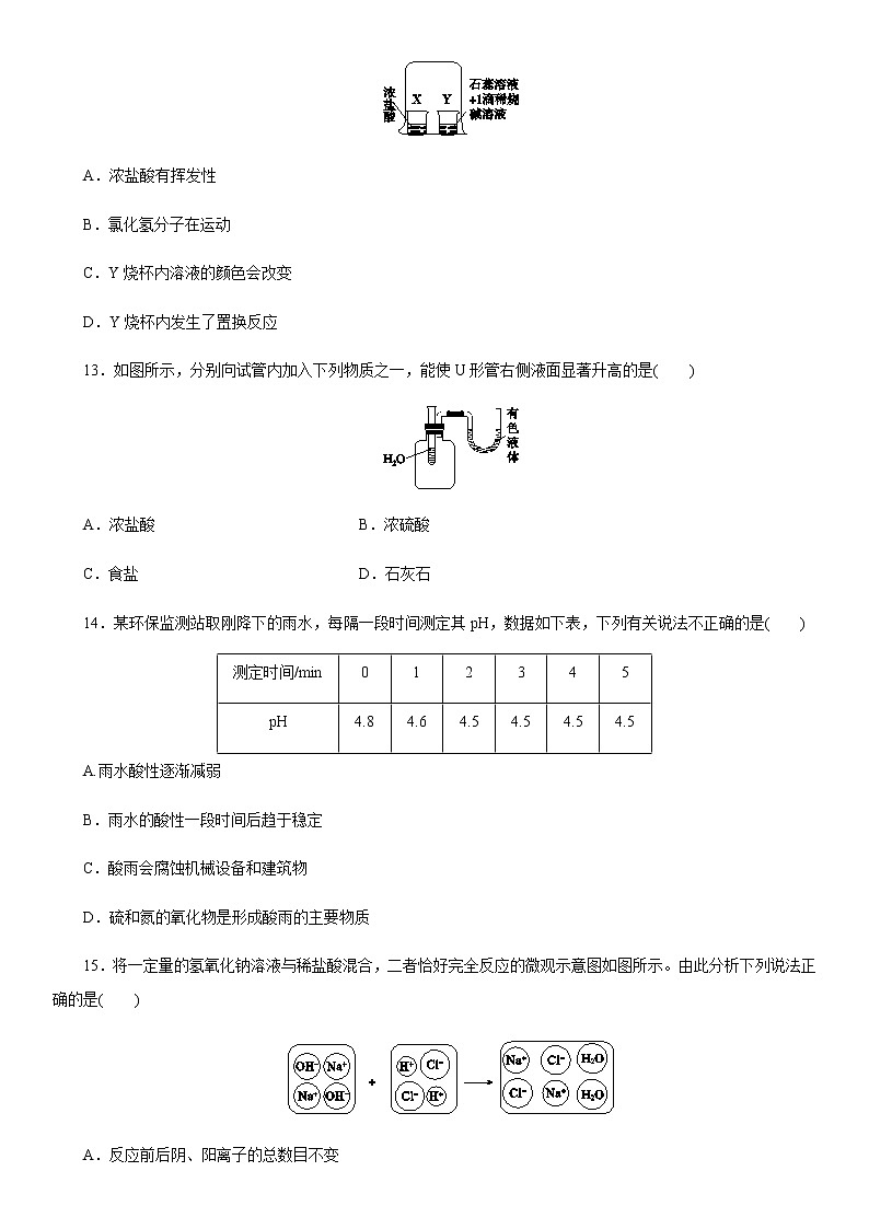 人教版化学九年级下册第十单元《酸和碱》单元检测卷含答案03