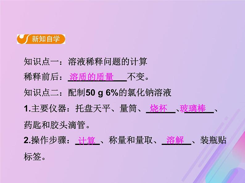 人教版九年级化学下册  第九单元 课题3 溶液的浓度 第2课时 教学课件第4页