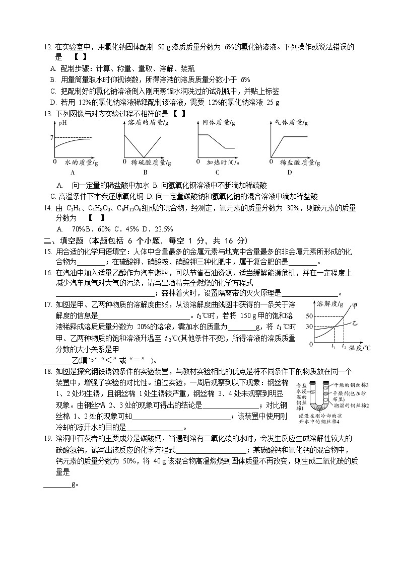 试卷 人教版2021年化学模拟测试题第2页