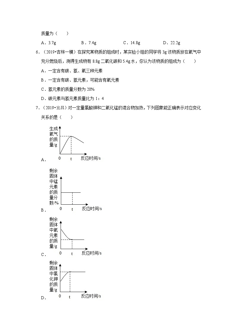 2021年中考化学复习之挑战压轴题（选择题）：化学方程式（12题）02