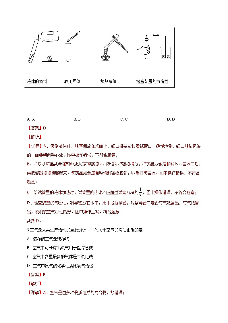 重组卷11-冲刺2021年中考化学精选真题重组卷（解析卷版）02
