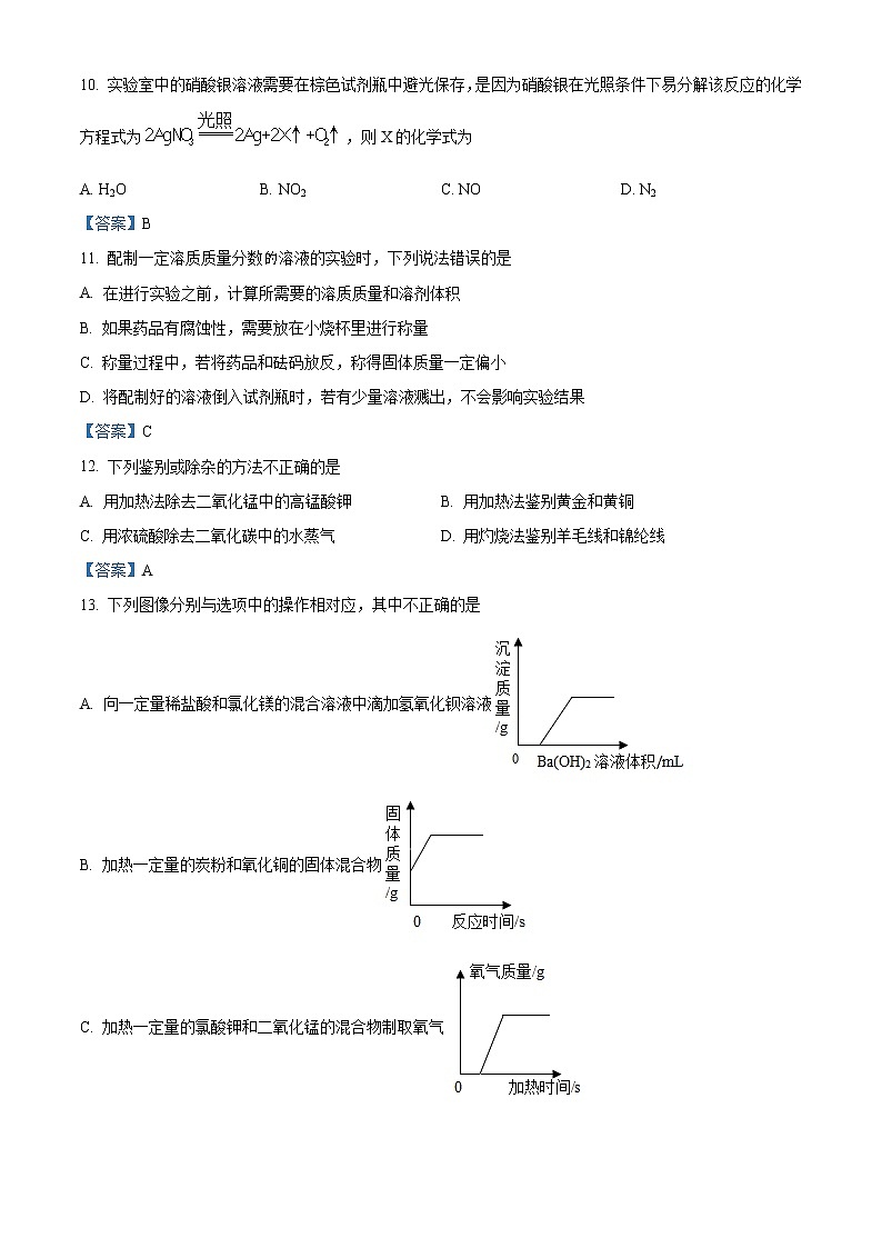 22021年河南省中考一模百校联考化学试题03