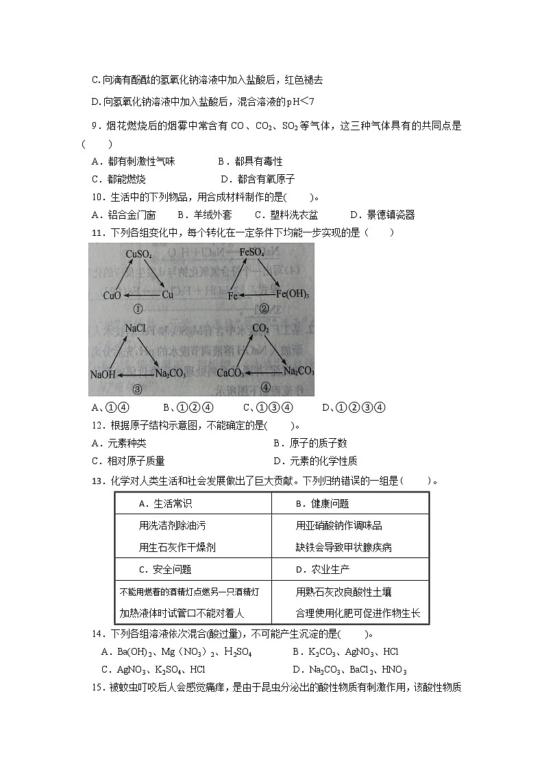 期中测试题1-2020-2021学年九年级化学下册（人教版）（word版 含答案）02