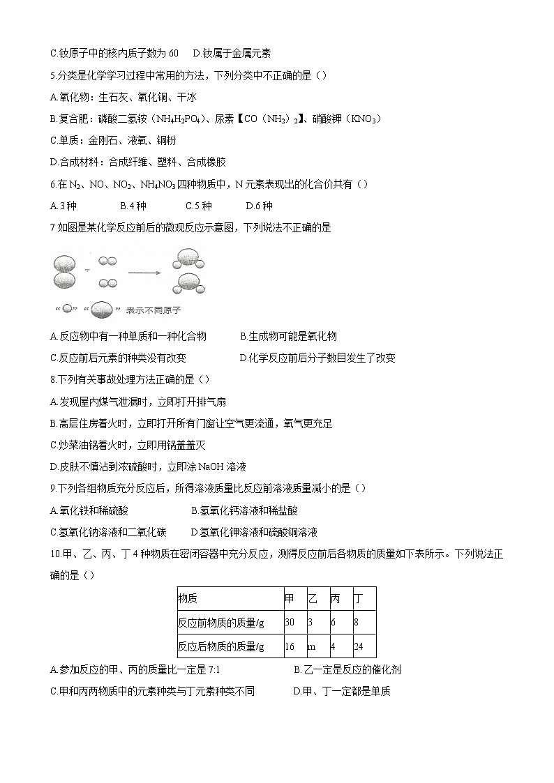 2021年天津市红桥区中考一模化学试题（word版 含答案）第2页