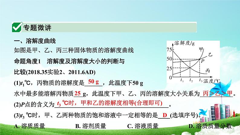 2021中考化学专题讲解：溶解度及溶解度曲线专题课件02