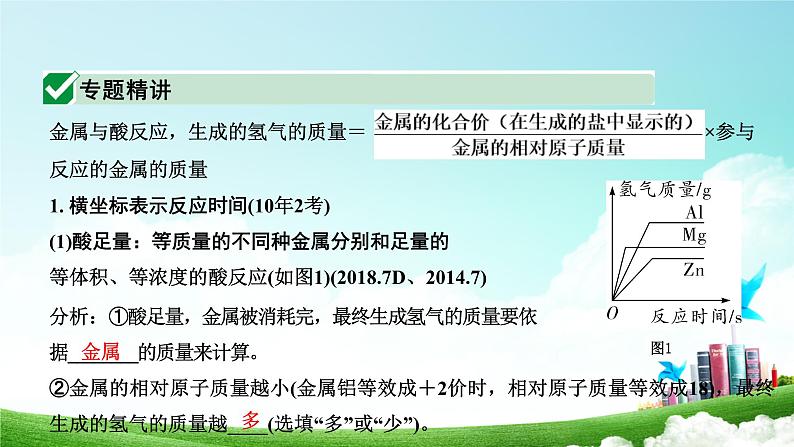 2021中考化学专题复习：金属与酸反应坐标图像分析专题课件02