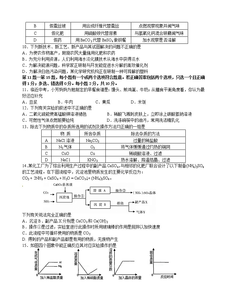 陕西省西安市西工大附中中考化学模拟试卷(四)（无答案）02