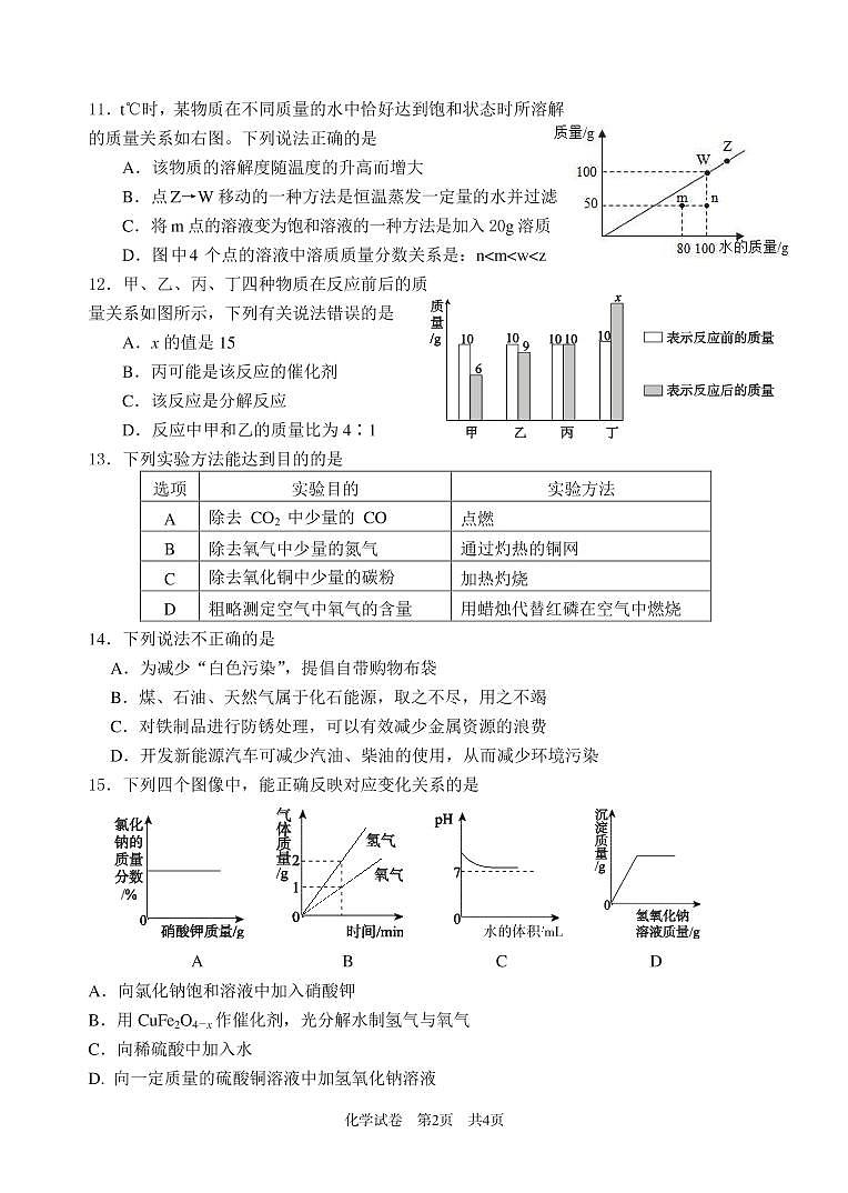 2021年江苏省盐城市亭湖区中考一调化学试题02