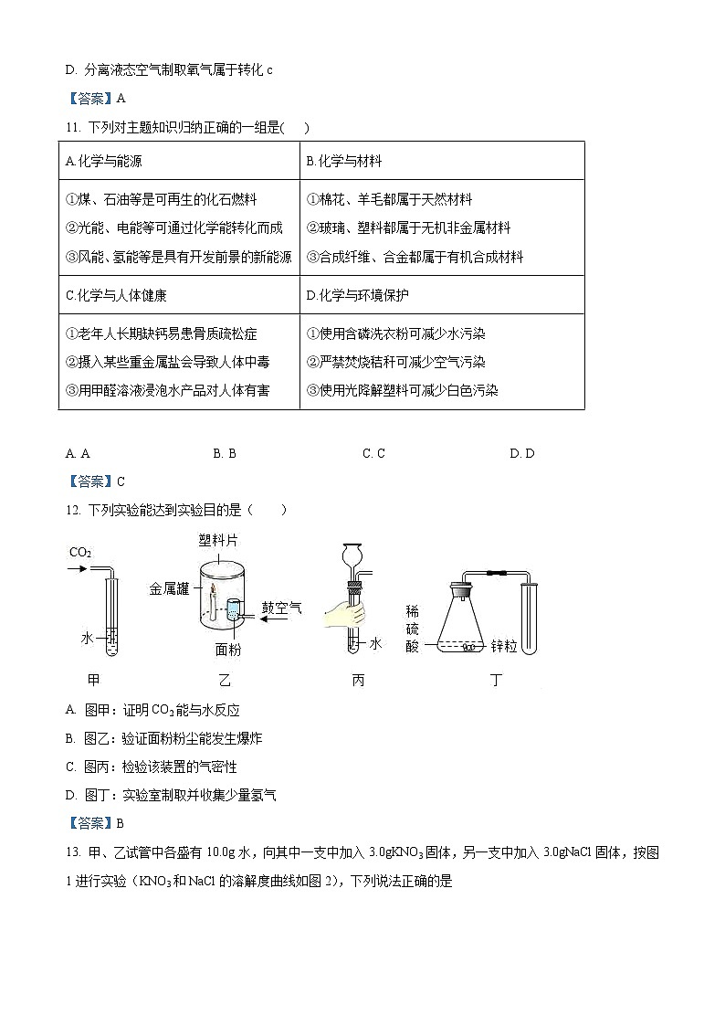 四川省成都市武侯区西川中学2020-2021学年九年级下学期第6次月考化学试题03