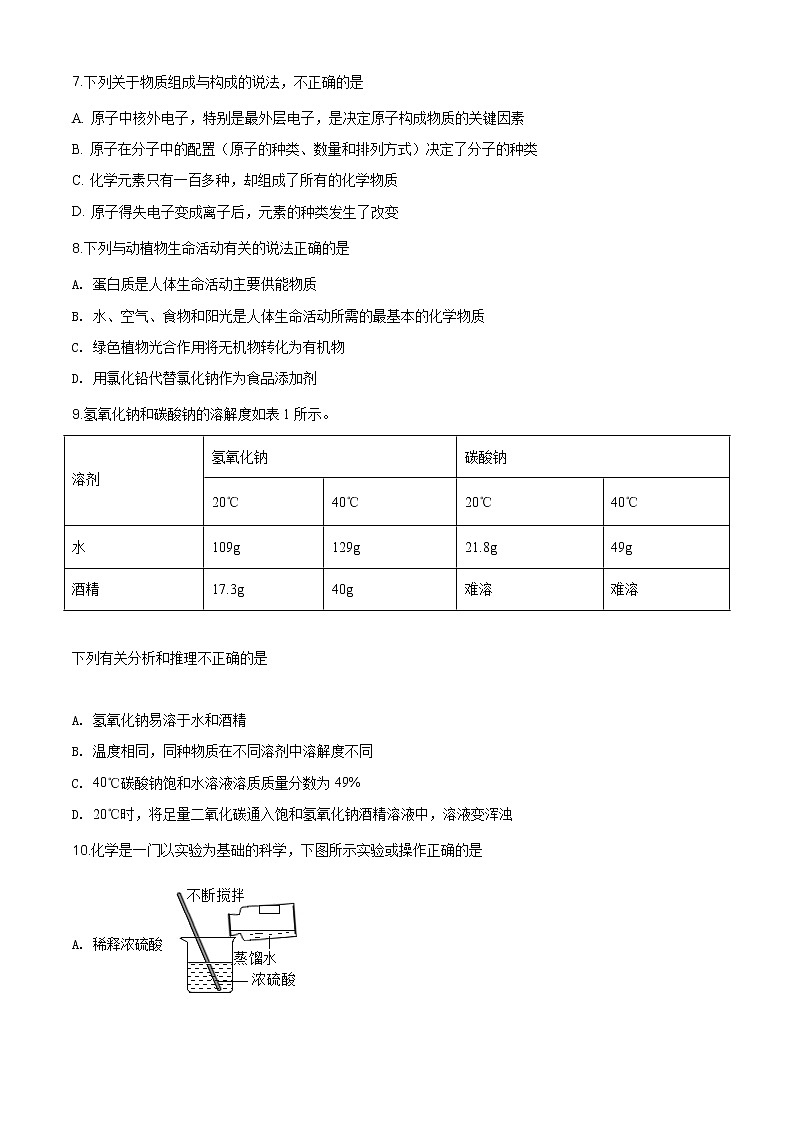 山东省威海市2020年中考化学试题（原卷版+解析版）03