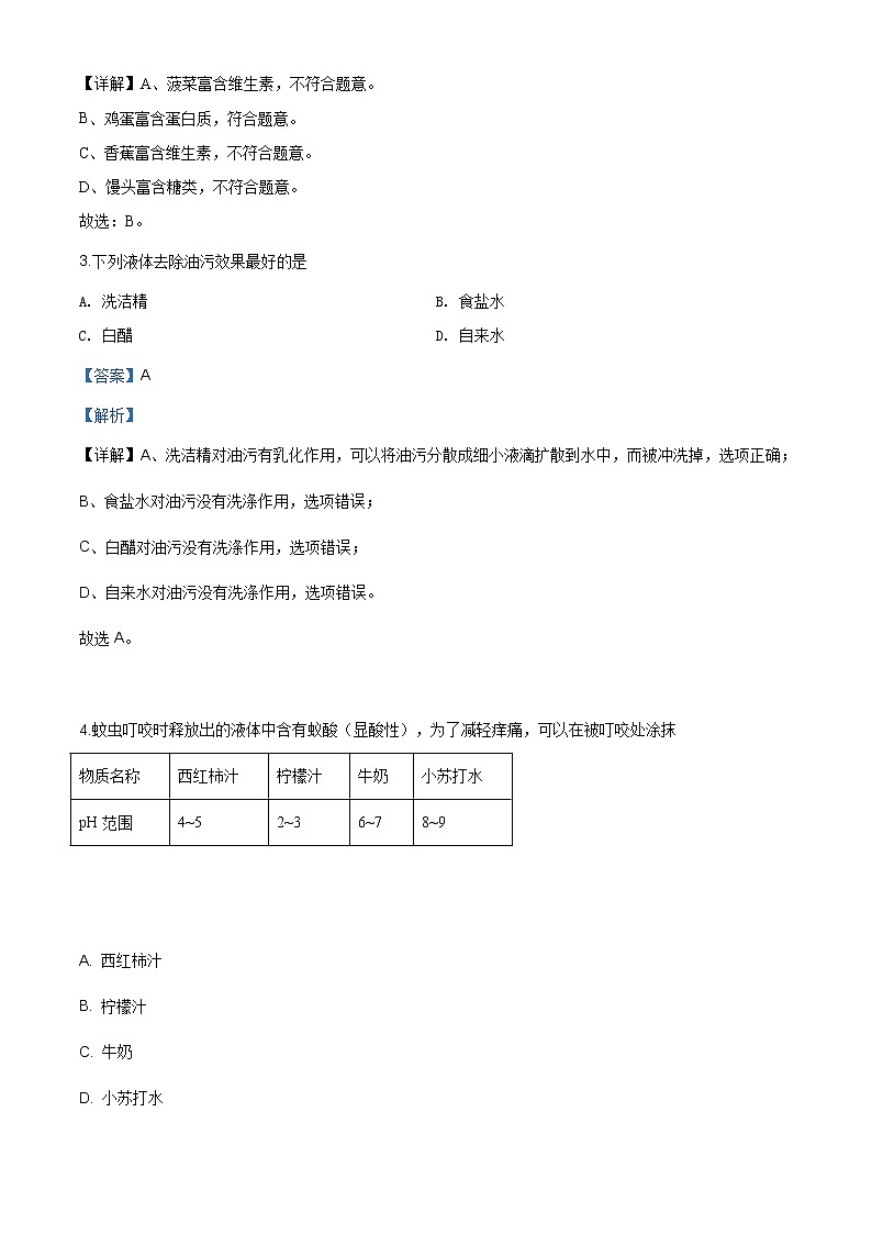 山东省青岛市2020年中考化学试题（原卷版+解析版）02