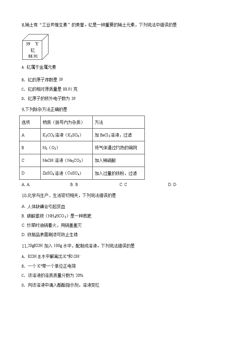 广东省2020年中考化学试题（原卷版+解析版）02
