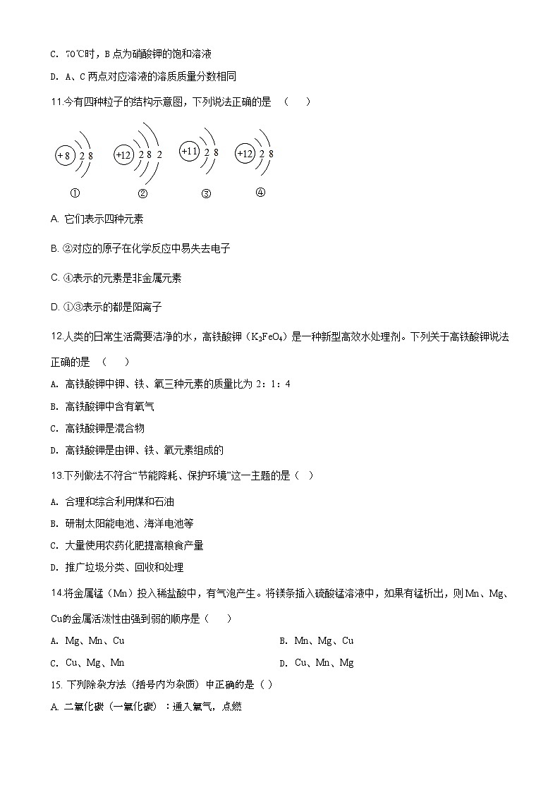 黑龙江省牡丹江、鸡西地区朝鲜族学校2020年中考化学试题（原卷版+解析版）03