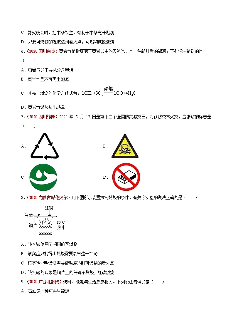 2020年中考化学真题分项汇编--专题10  燃料及其利用（全国通用）02