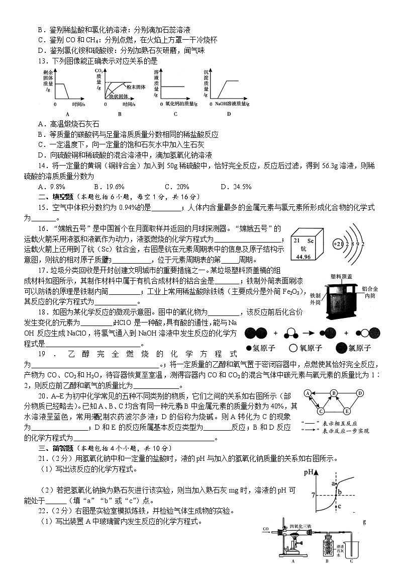 2021开封初三第一次模拟考试 化学测试（含解析）第2页