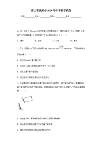 浙江省杭州市2020年中考化学试题