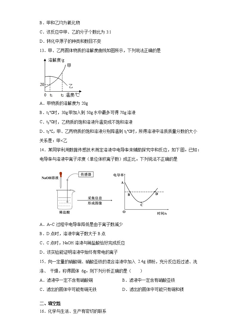 2021年江苏省无锡市惠山区中考模拟化学试题（word版 含答案）03