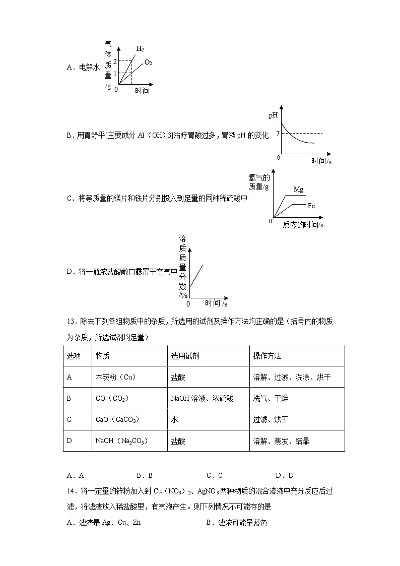 2021年陕西省西安市雁塔区中考模拟化学试题（word版 含答案）03