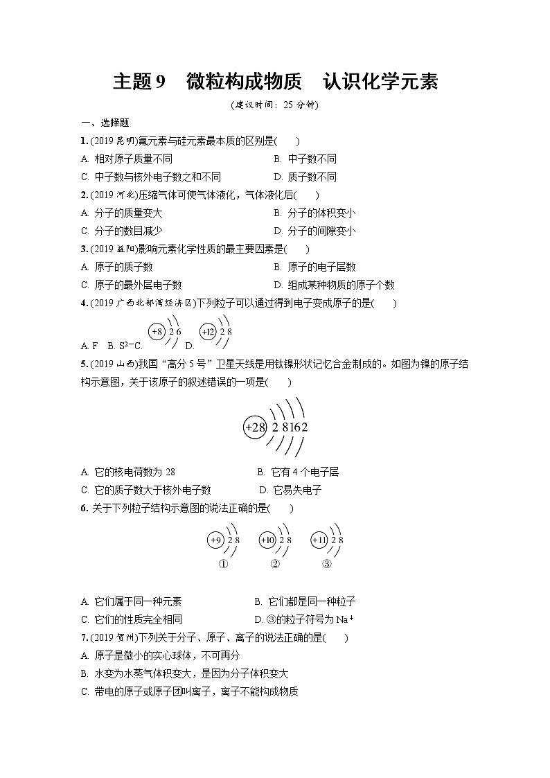 中考化学一轮复习基础考点一遍过（课件+新题练）主题9　微粒构成物质　认识化学元素01