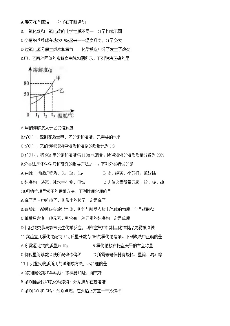 2021年河南省开封市中考一模化学试题（含答案）02