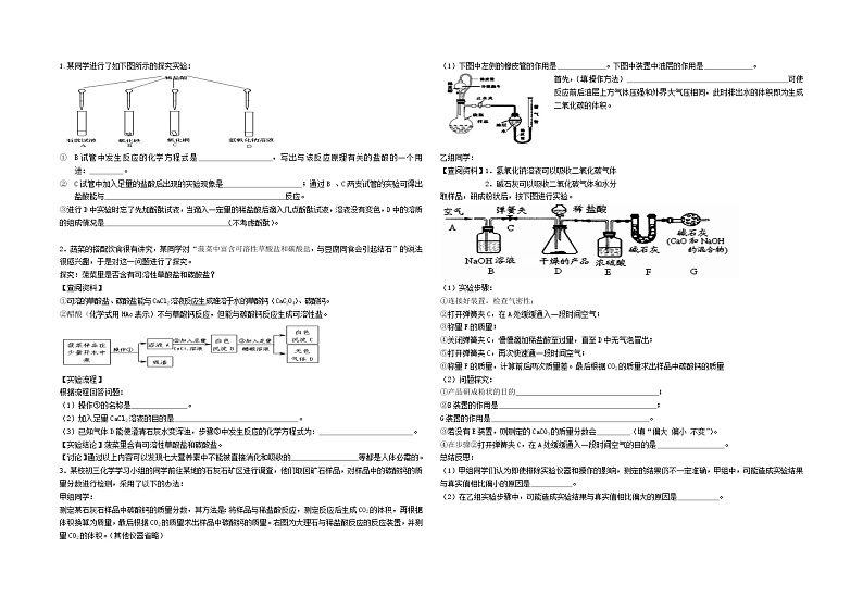 2021中考化学实验探究 学案01