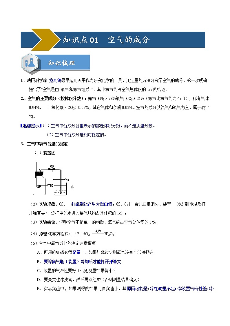 2020届化学中考一轮复习精讲精练系列    空气和氧气02
