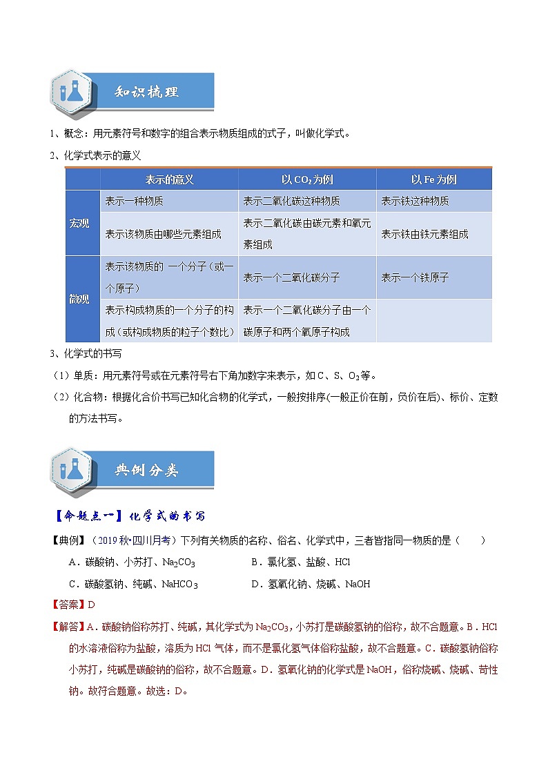 2020届化学中考一轮复习精讲精练系列   化学式和化合价02
