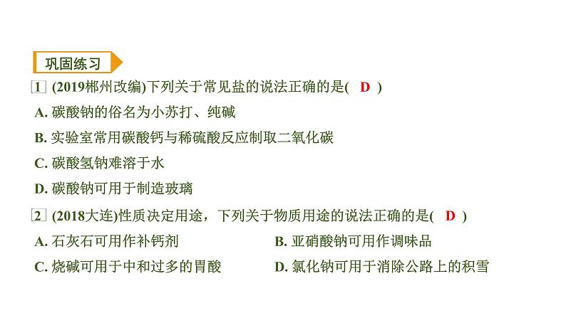 中考化学一轮复习基础考点一遍过（课件+新题练）主题7　盐　化肥07