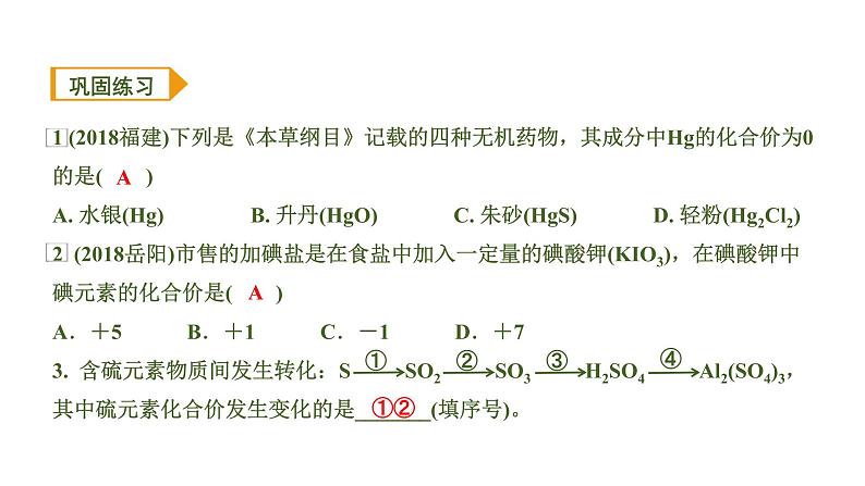 中考化学一轮复习基础考点一遍过（课件+新题练）主题10　物质组成的表示05