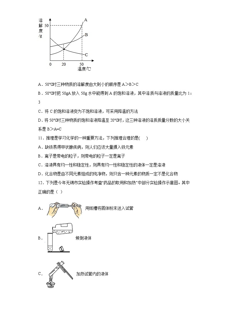 2021年广东省江门市蓬江区中考一模化学试题（word版 含答案）03