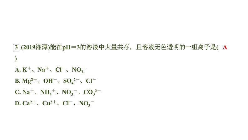 中考化学一轮复习基础考点一遍过（课件+新题练）主题17　物质的共存、检验与鉴别、除杂与分离05