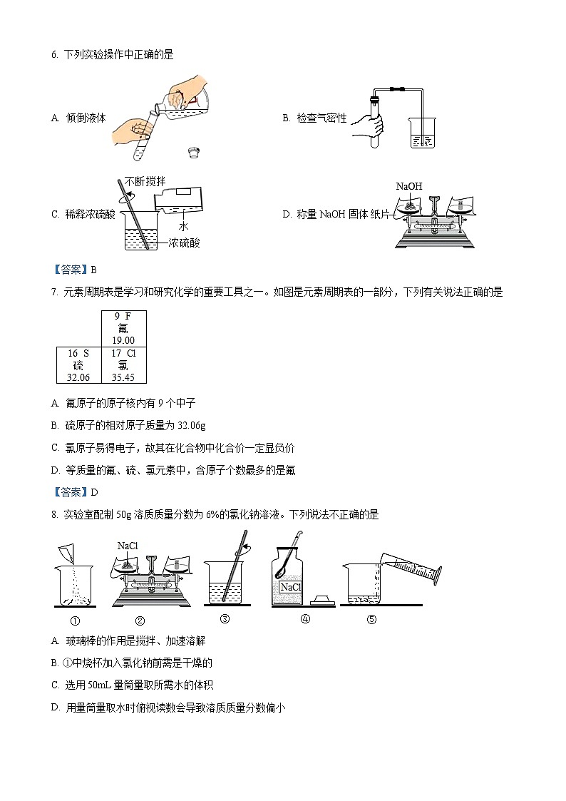 2021年河南省名校联考中考一模化学试题02