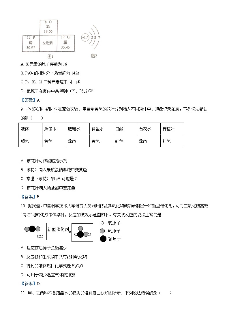 2021年湖北省潜江市中考调研化学试题03