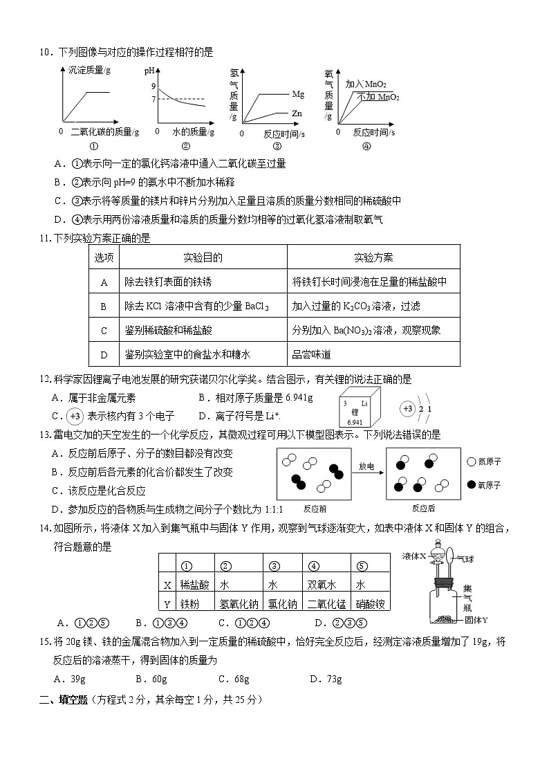 四川省自贡市2020-2021学年九年级下学期期中考试化学试题（word版 含答案）02