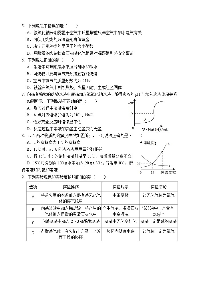 2021年江苏省南通市如皋市中考化学模拟试卷02