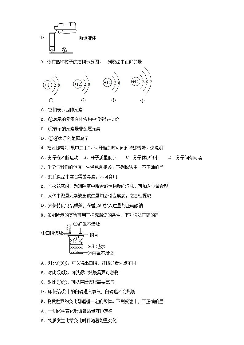 2021年4月山东省济南市商河县中考一模化学试题（word版 含答案）02