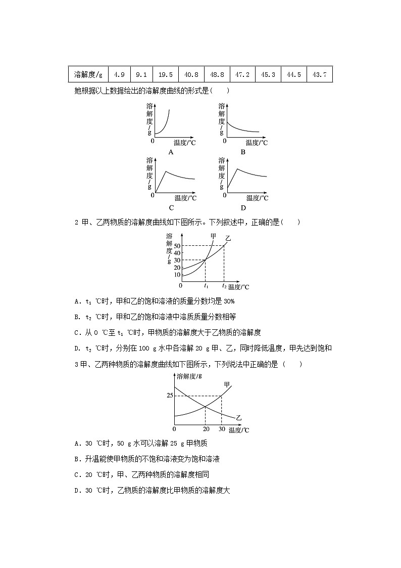 沪教版九年级化学《6-3物质的溶解性》同步练习（带答案）03