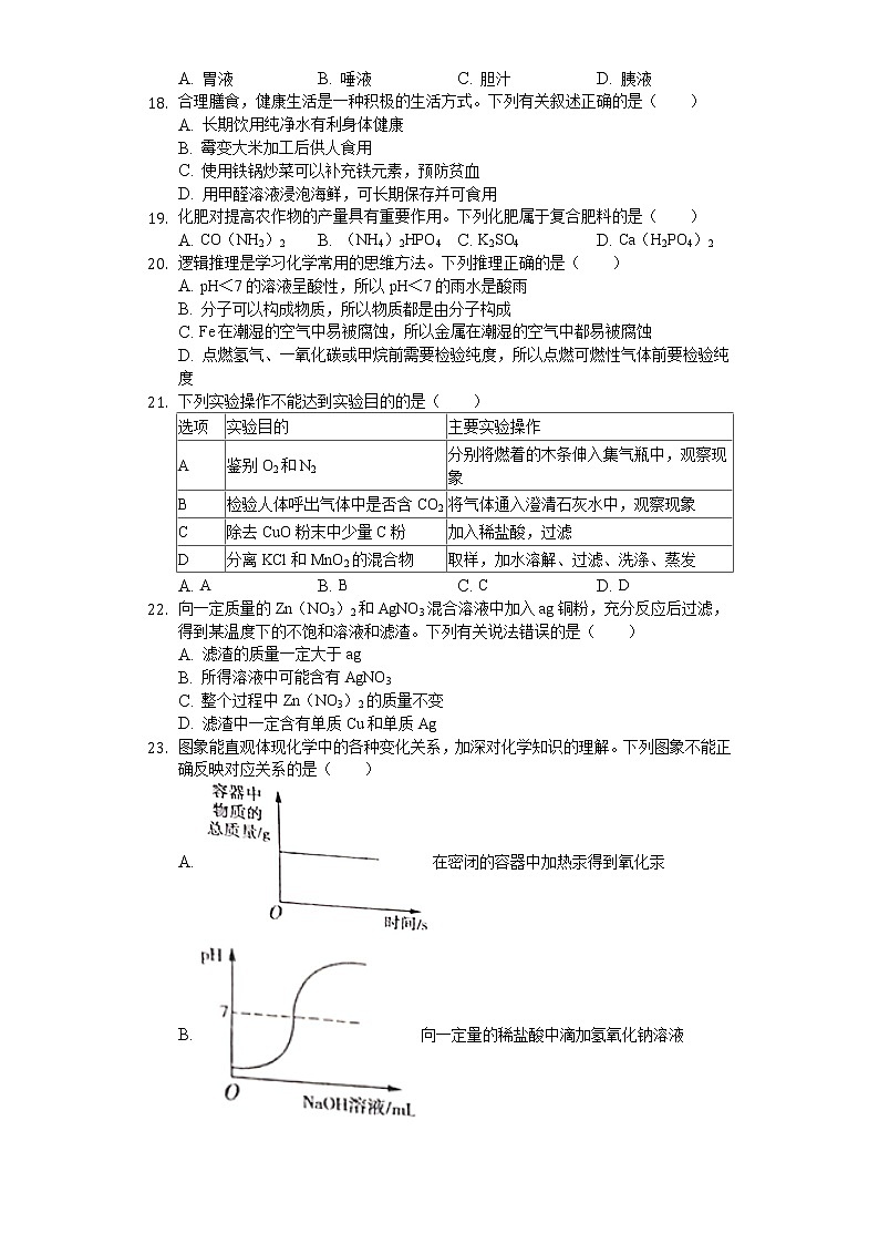 2020年湖南省衡阳市中考化学试卷03