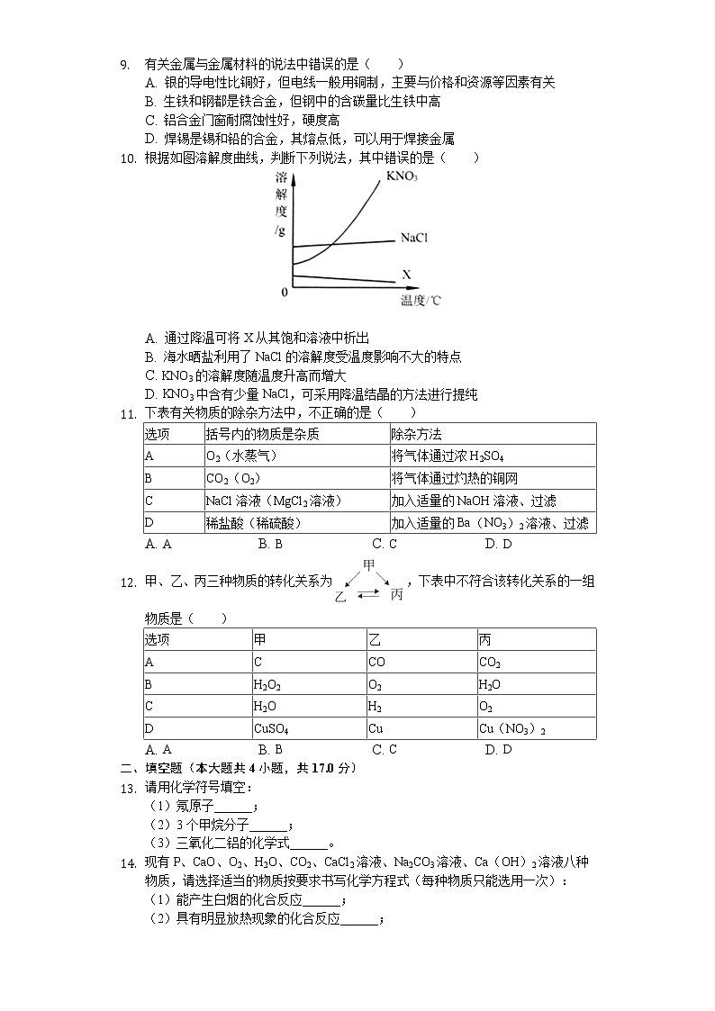 2020年湖北省潜江市、天门市、仙桃市、江汉油田中考化学试卷02