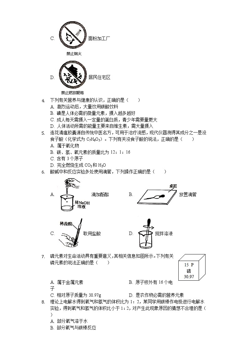 2020年安徽省中考化学试卷02