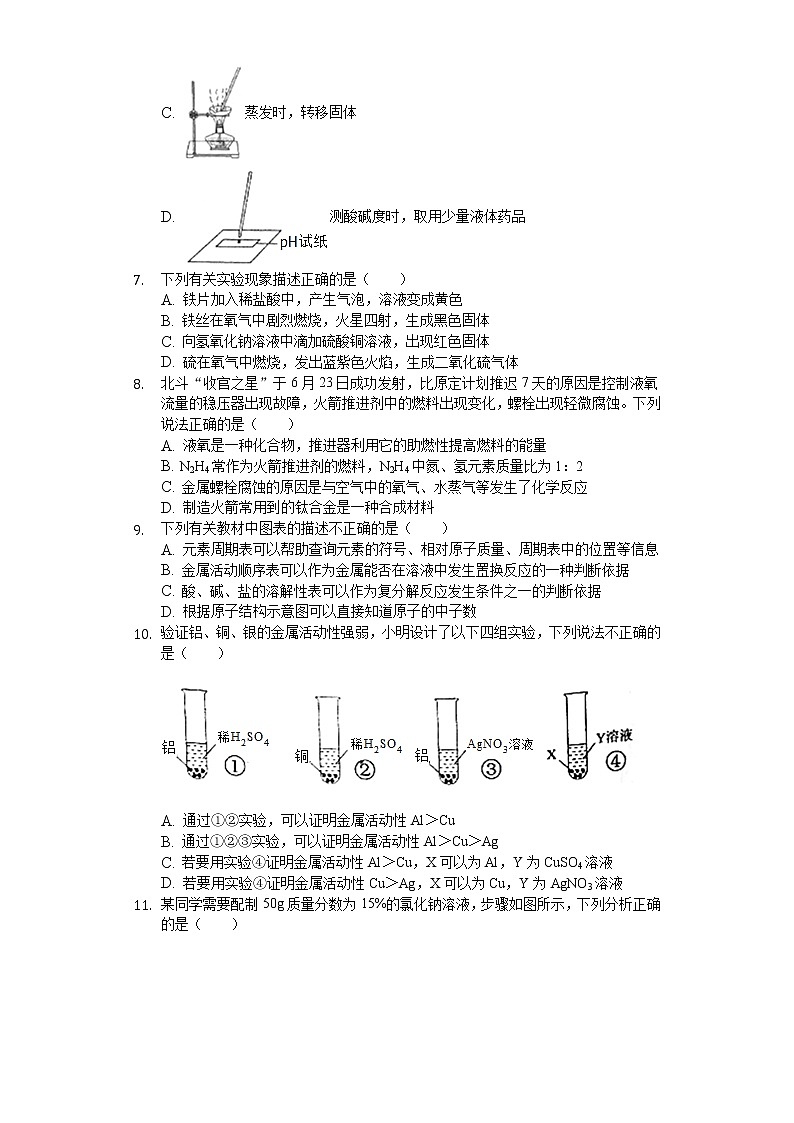 2020年湖南省岳阳市中考化学试卷02