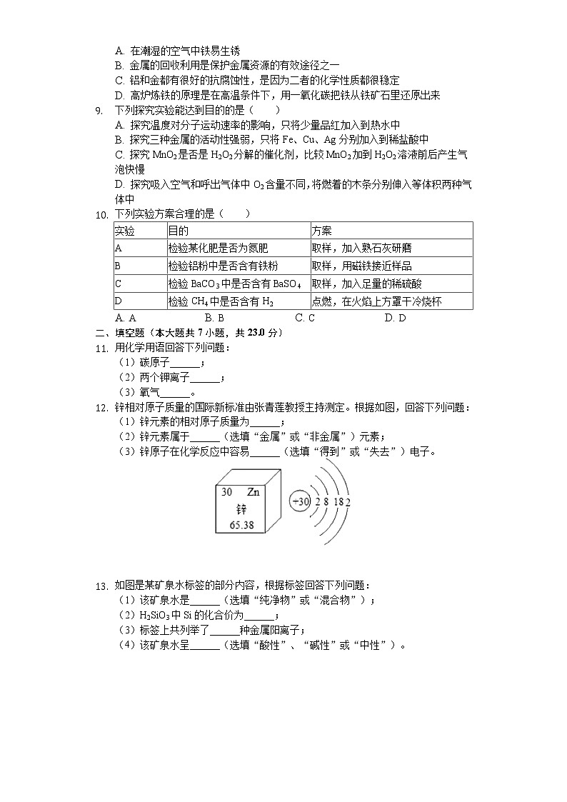 2020年吉林省长春市中考化学试卷02