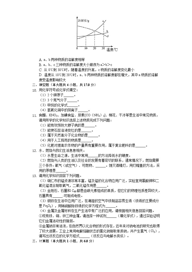 2020年贵州省铜仁市中考化学试卷02
