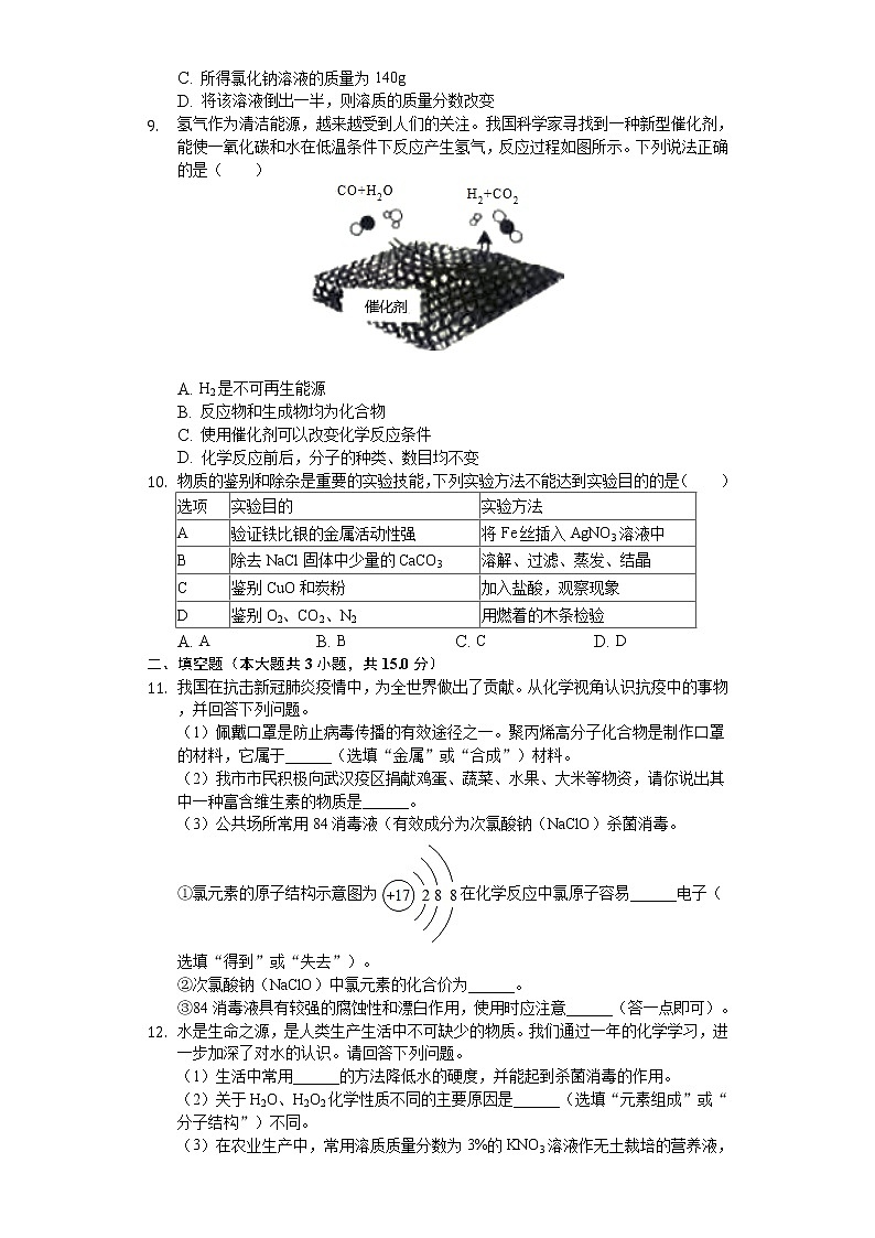 2020年湖南省张家界市中考化学试卷02