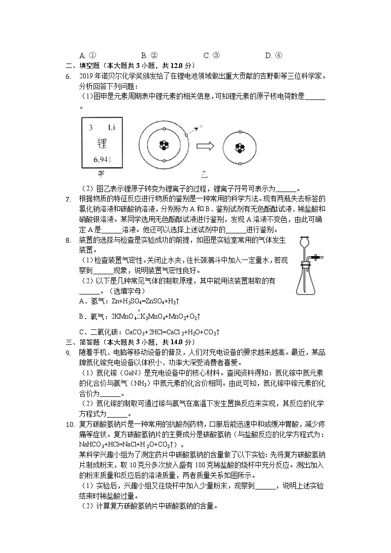 2020年浙江省嘉兴市中考化学试卷02