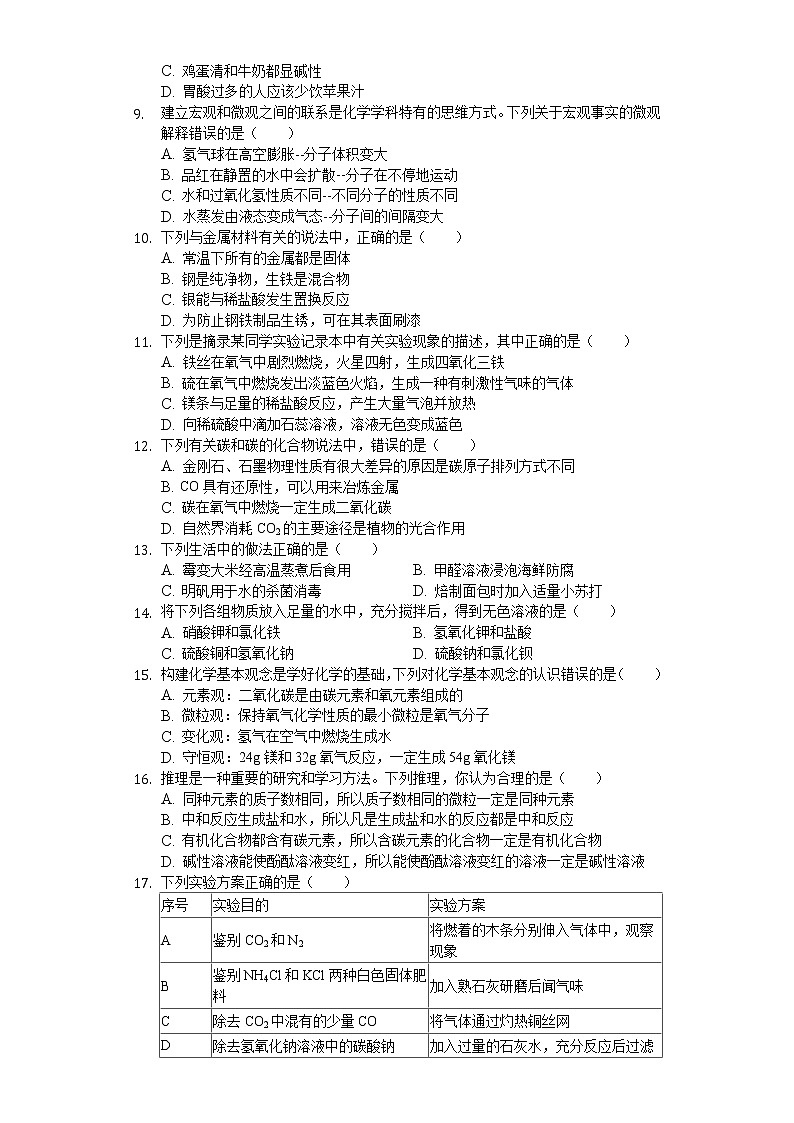 2020年山东省临沂市中考化学试卷02