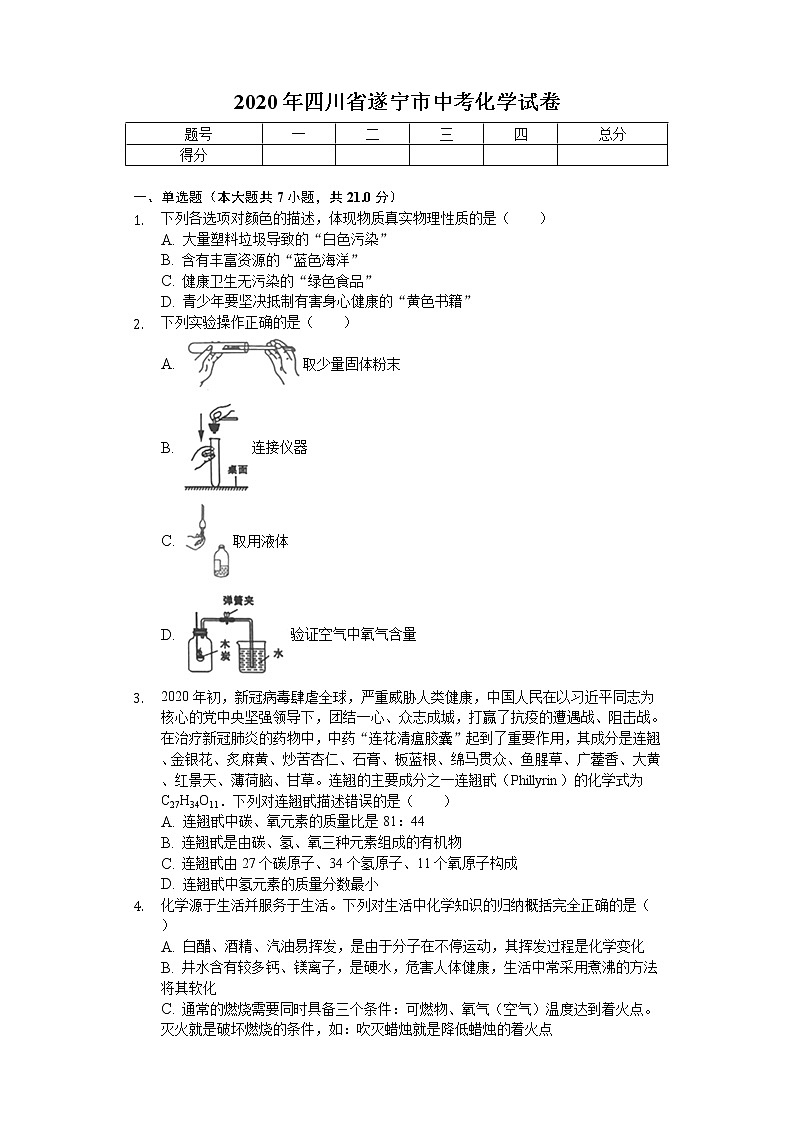 2020年四川省遂宁市中考化学试卷01