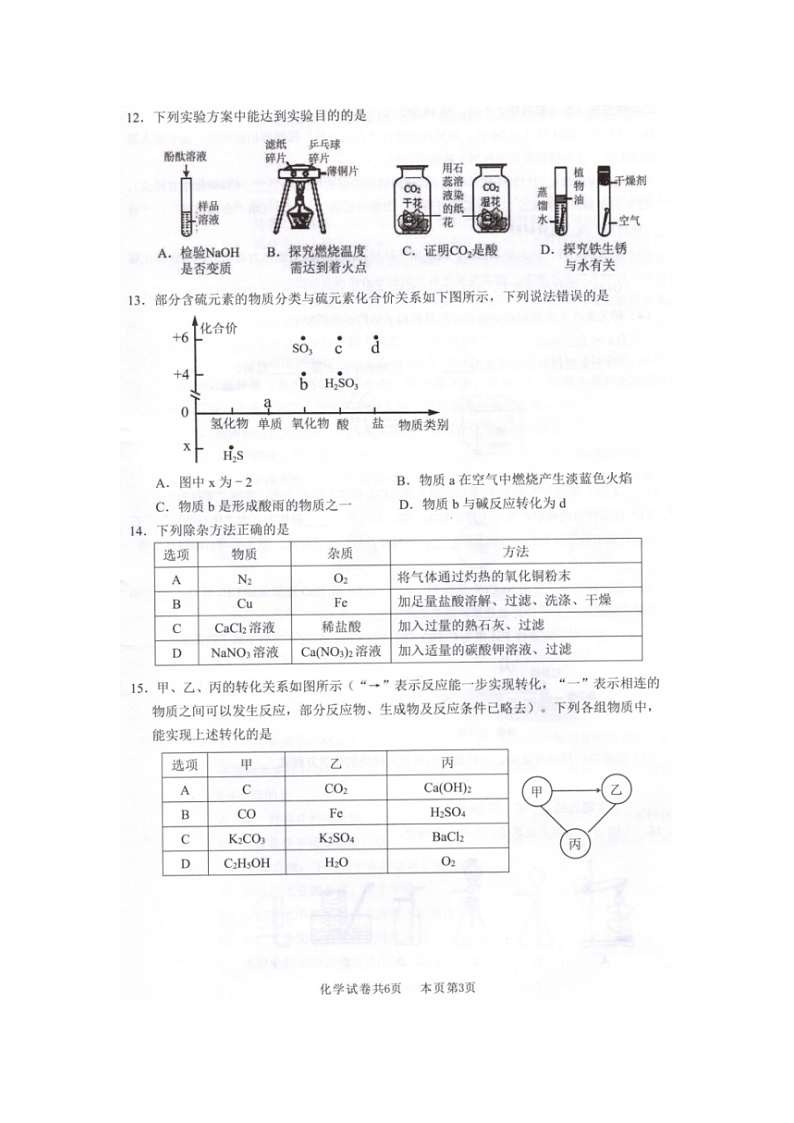 2021年广东省佛山市南海区中考化学第二次模拟测试卷03