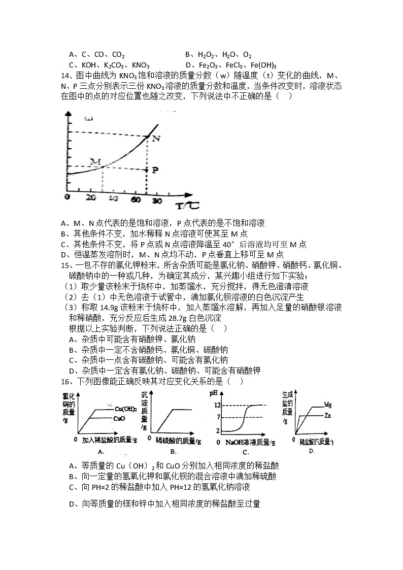 2021年重庆市南开中学九年级阶段测试二化学试题第3页