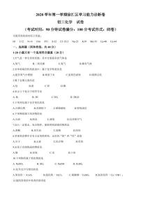 上海市徐汇区2021届九年级上学期期末(中考一模）质量调研化学试卷（详解版）